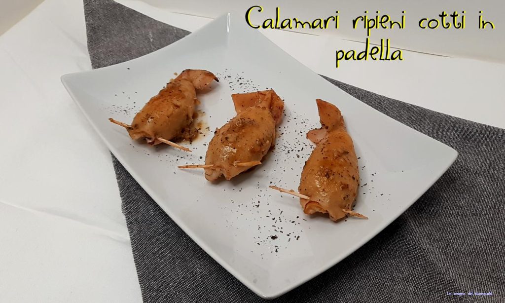 Gevulde in de pan gebakken calamares