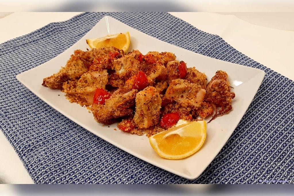 Gegratineerde pijlinktvissen in een airfryer