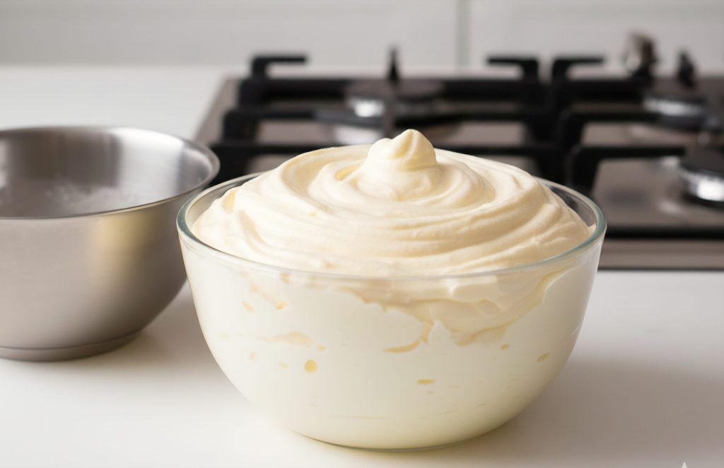 De mascarponecrème met gepasteuriseerde eieren