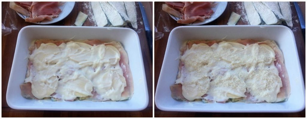 witte parmigiana rauwe courgettes