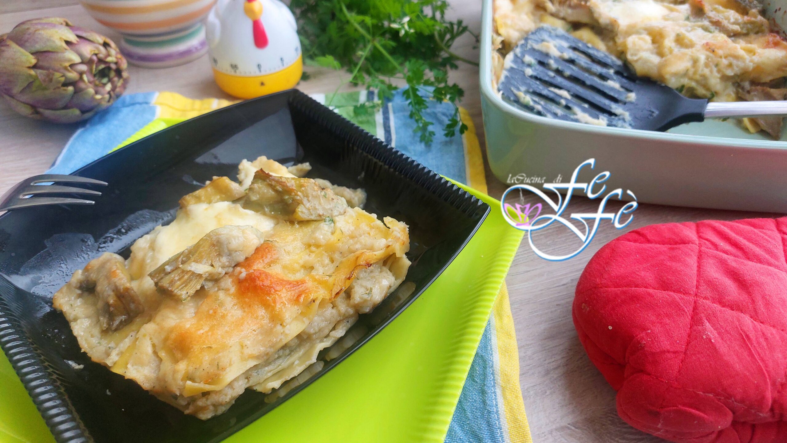 WITTE LASAGNE MET ARTISJOKKEN EN NEPPE BLOEMKOOLBECHAMELSAUS