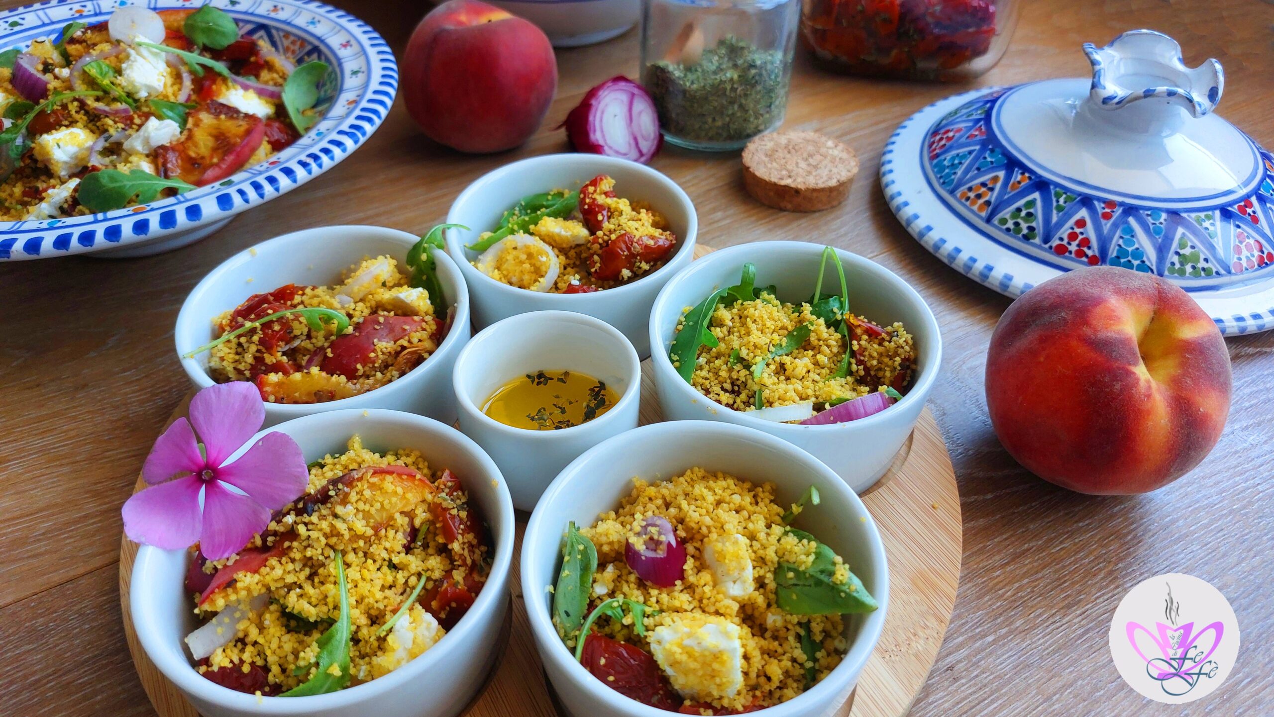 VOLKOREN COUSCOUS MET GEGRILDE PERZIKEN EN FETA