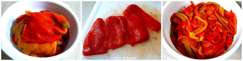 Geroosterde paprika's bewaard au bain-marie