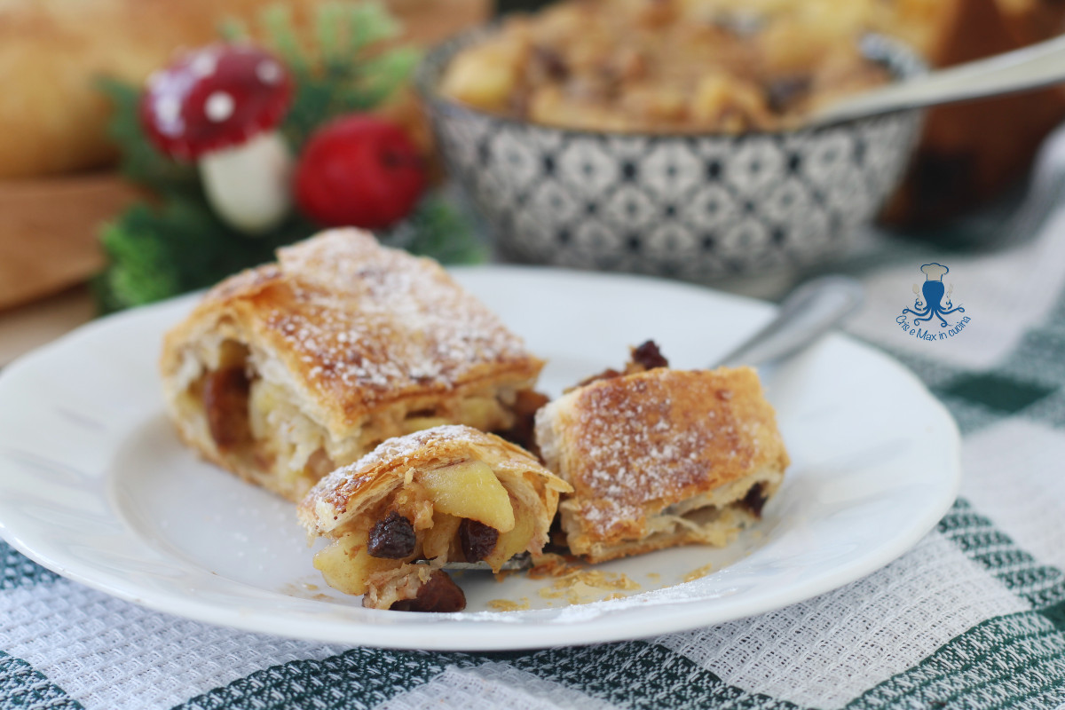 Bladerdeegstrudel met appels en panettone