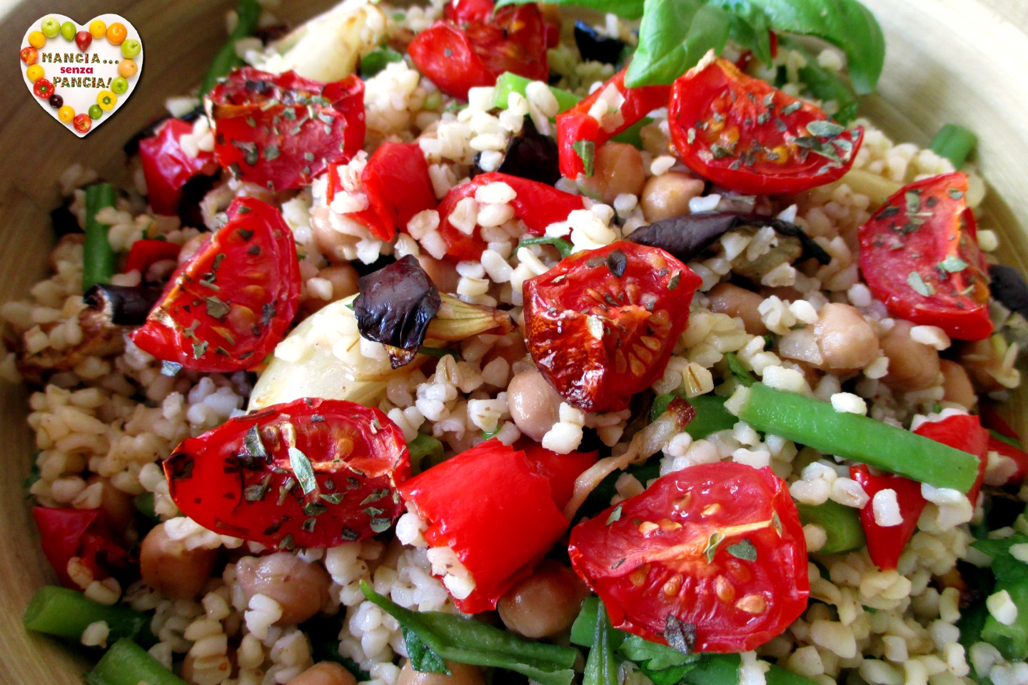 Bulgur met kikkererwten en gegrilde groenten