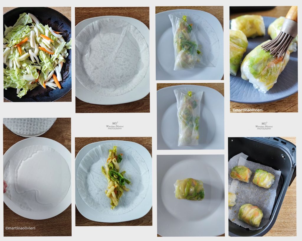 Rijstvelrolletjes met kool en gekruide venkel