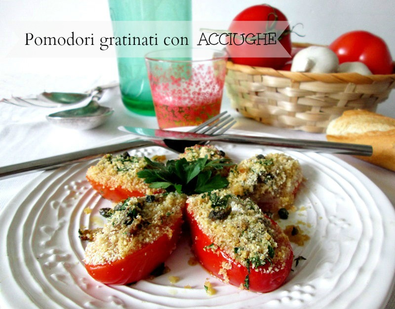 Gegratineerde tomaten met ansjovis