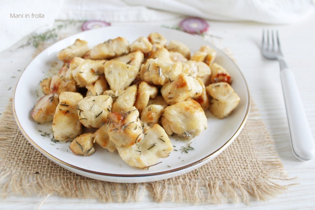 Kipblokjes in de pan