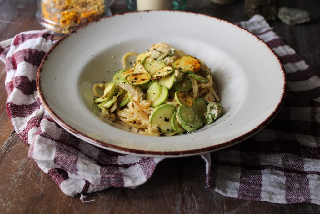 Bijna carbonara van courgette