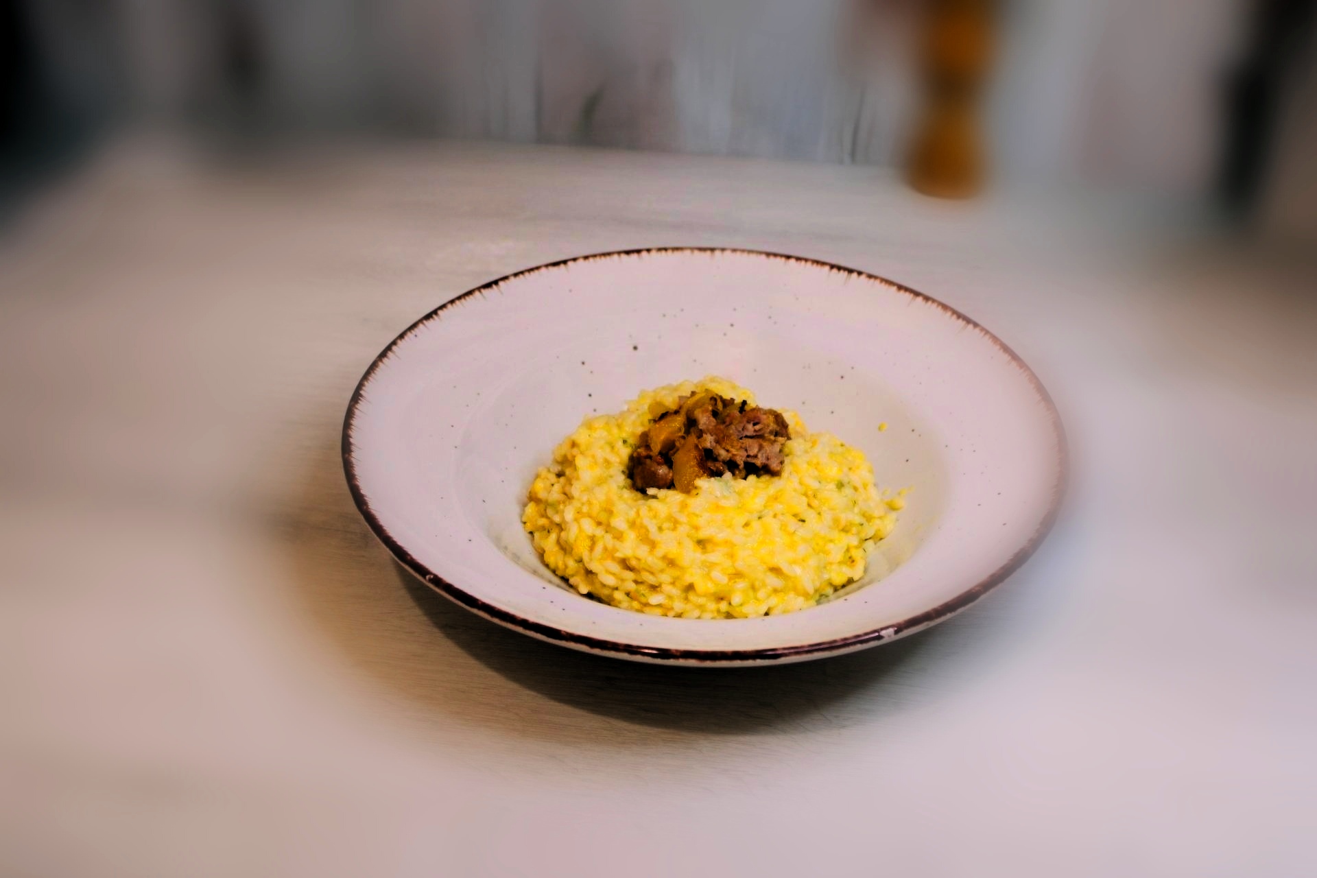 Risotto met pompoen, worst en gorgonzola