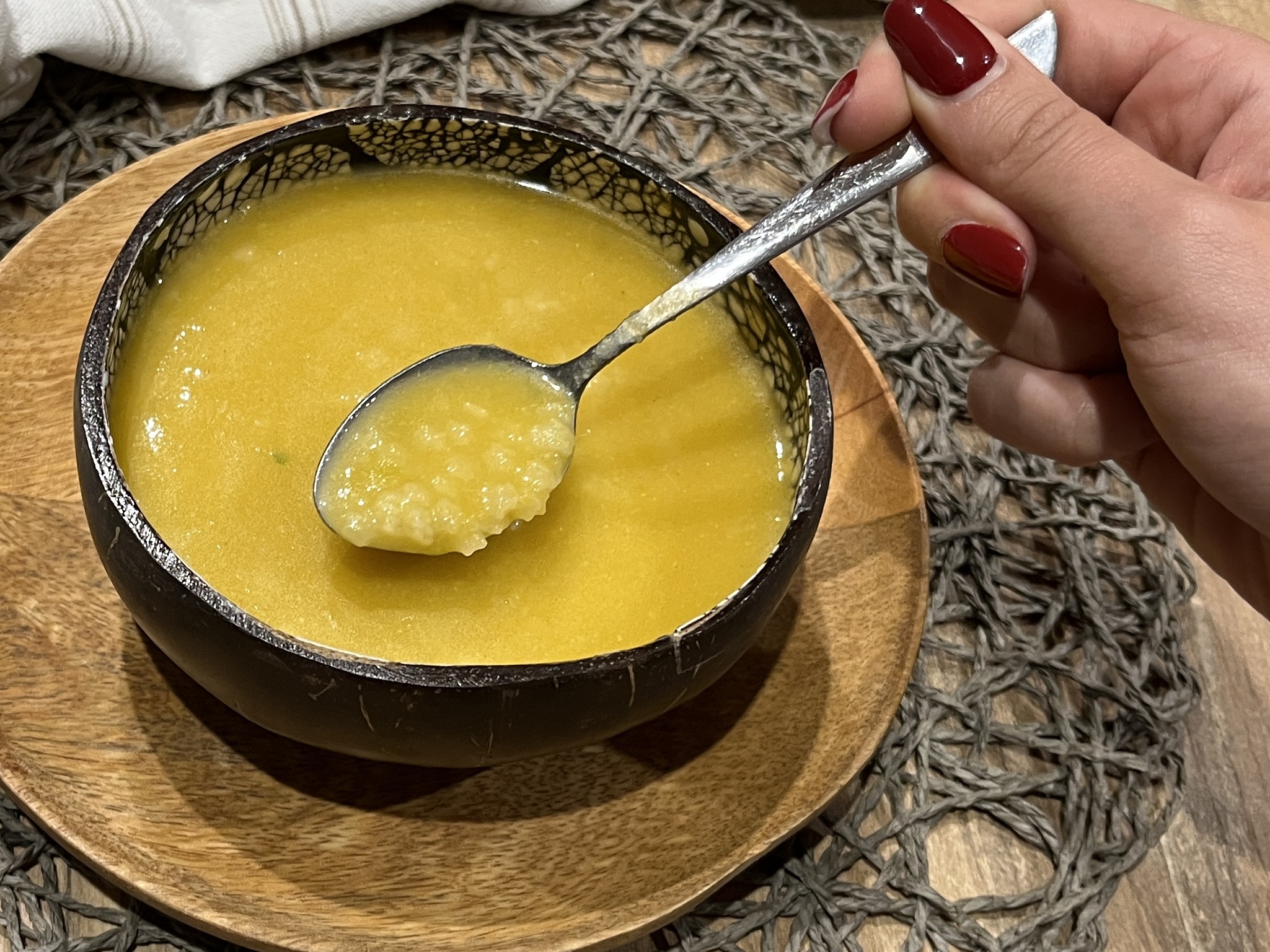 Pastina met kool en pompoenpuree