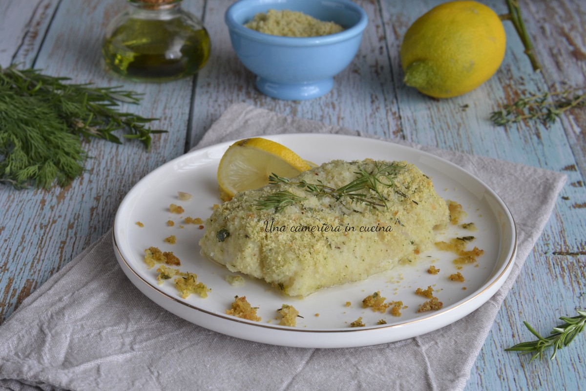 Kabeljauwfilet gegratineerd met kruiden