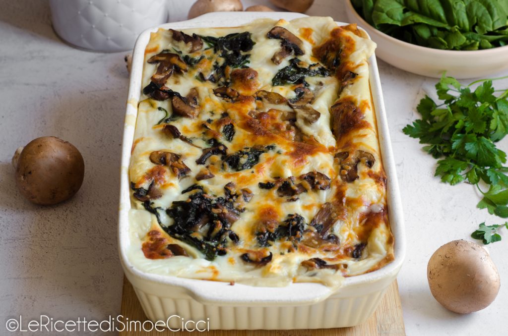 Lasagne met champignons en spinazie