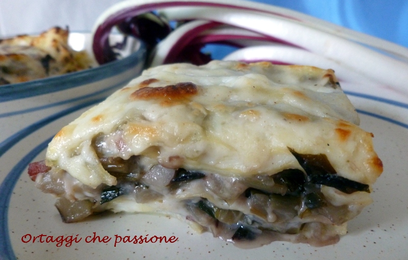 Lasagne met rode radicchio en spek Groenten passie by Sara