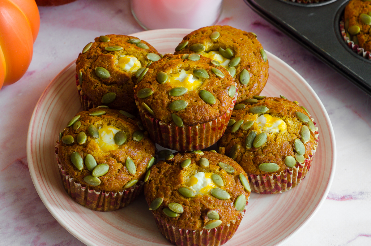 Pompoenmuffins met roomkaas