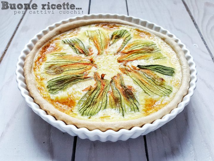 Hartige taart met courgettebloemen