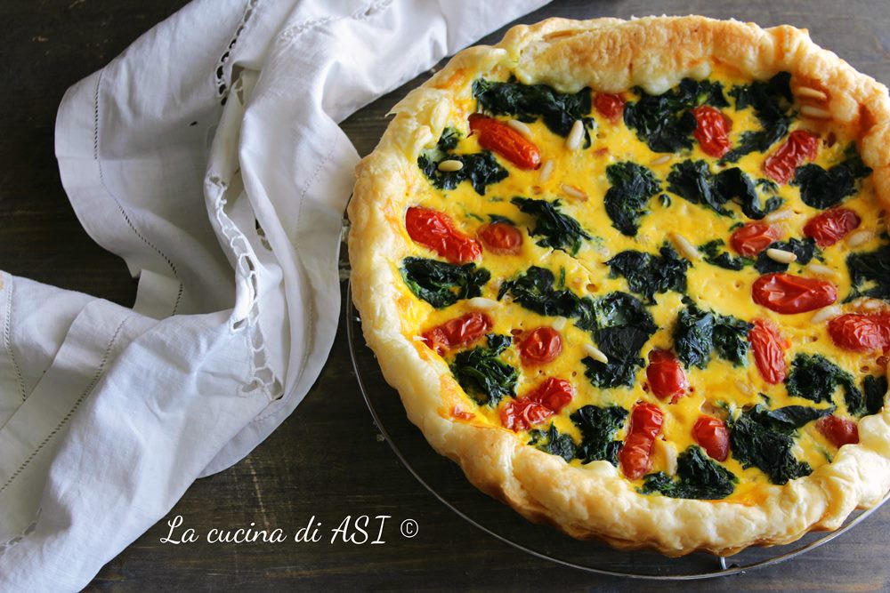 Quiche spek spinazie en datterini