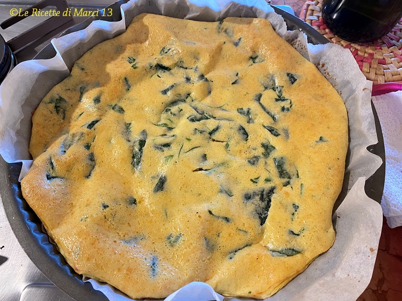 Rol met zalm en robiola. omelet