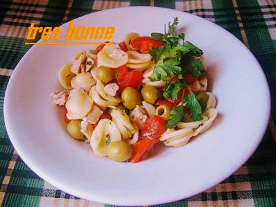 Koude pastasalade met kip