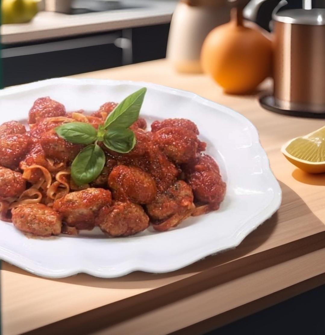 Gehaktballen in saus met tagliatelle