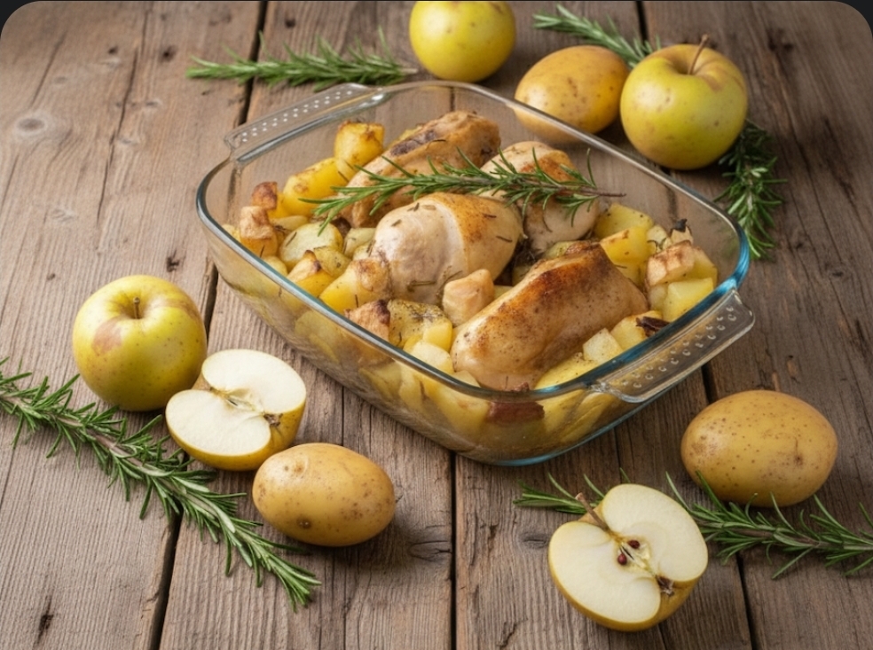 Kip met appels en aardappelen