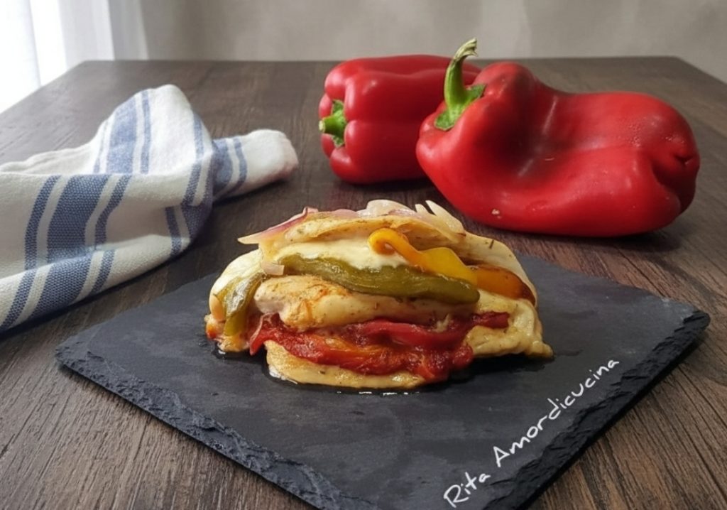 Gevulde kipfilet met paprika's