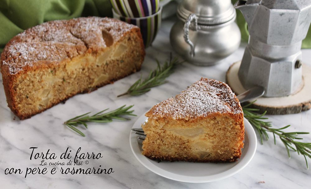 Spelt cake met peren en rozemarijn