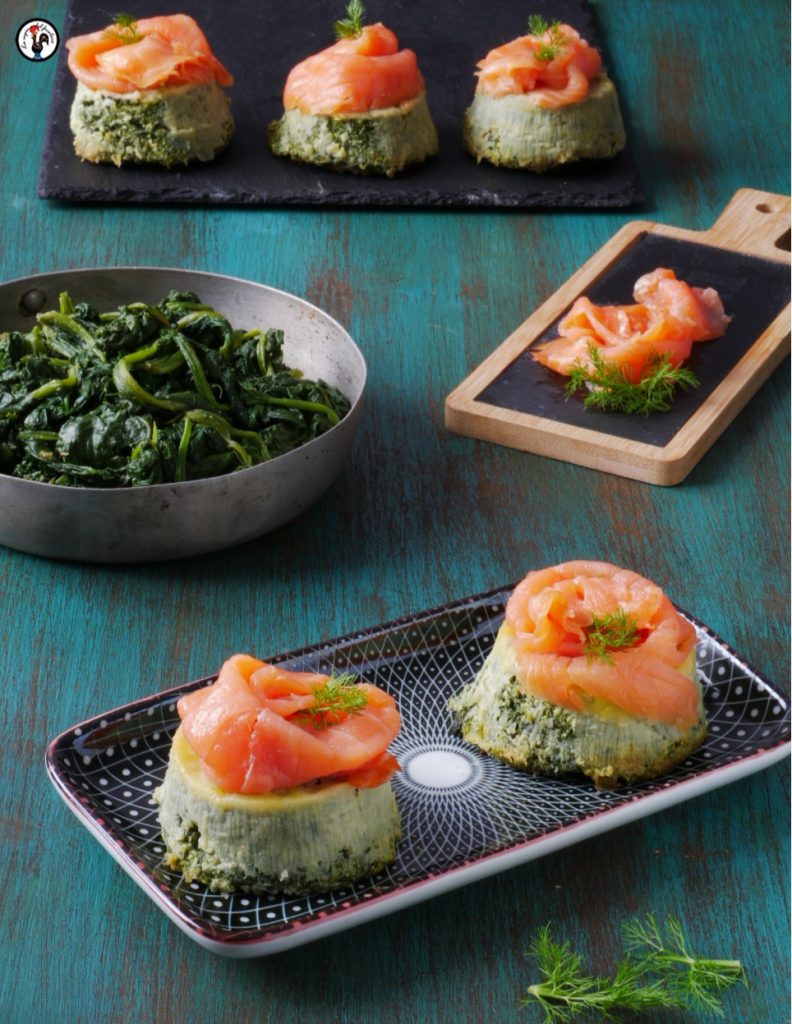 Spinazieflan met ricotta - Voorgerecht met gerookte zalm