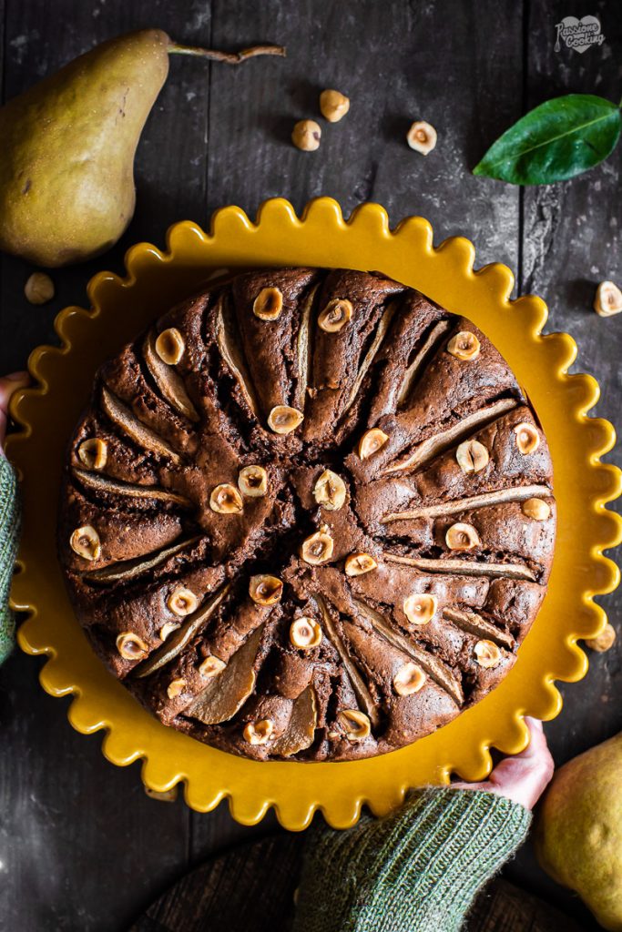 Taart met peren en chocolade