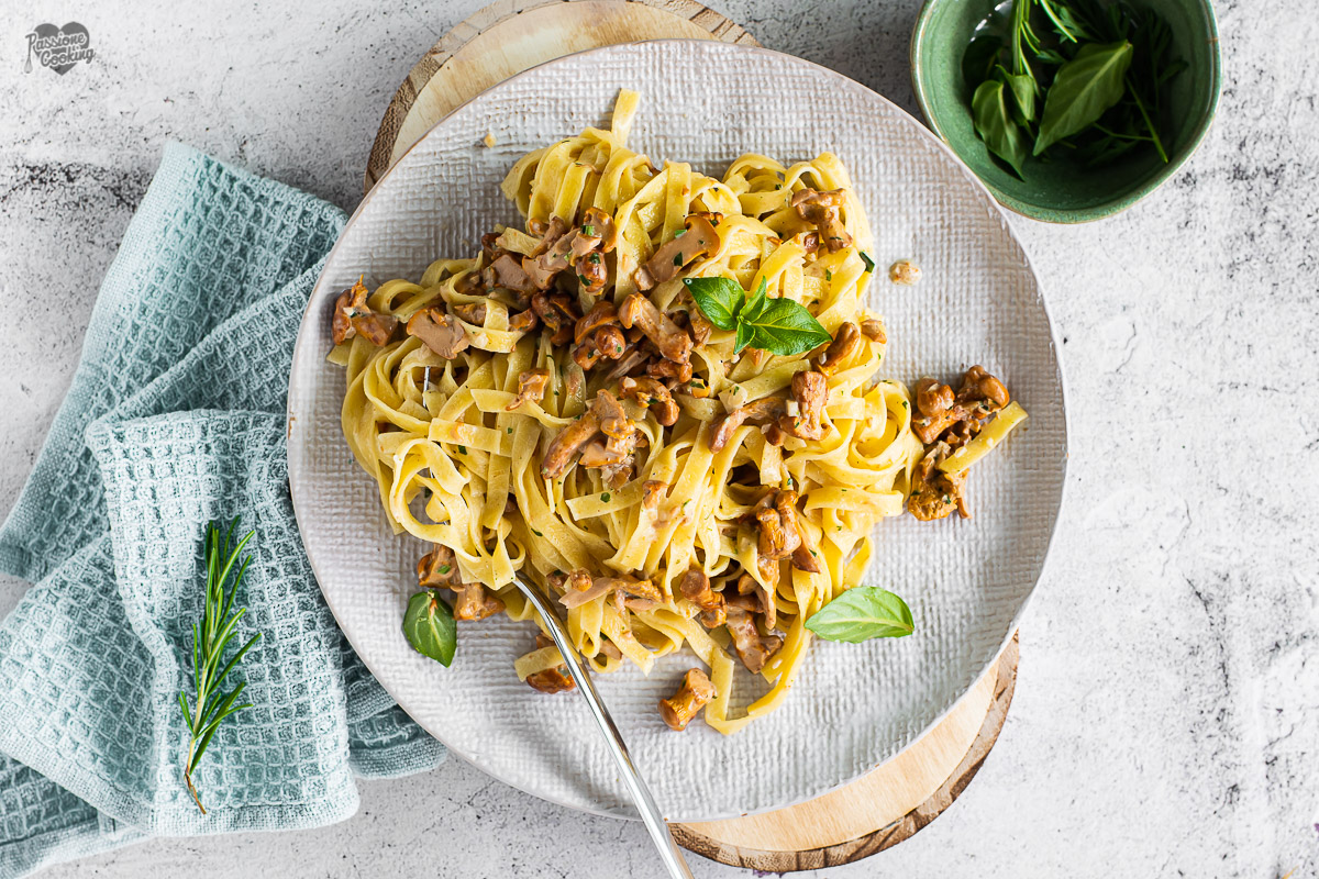 Tagliatelle met cantharellen