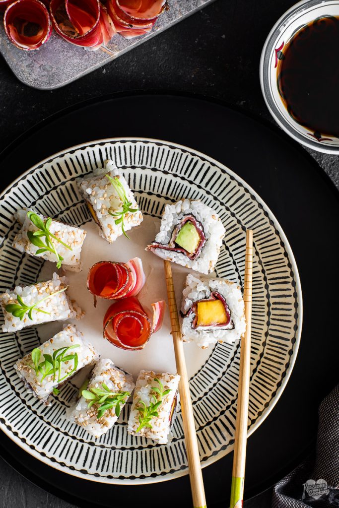 Uramaki met Speck Alto Adige IGP