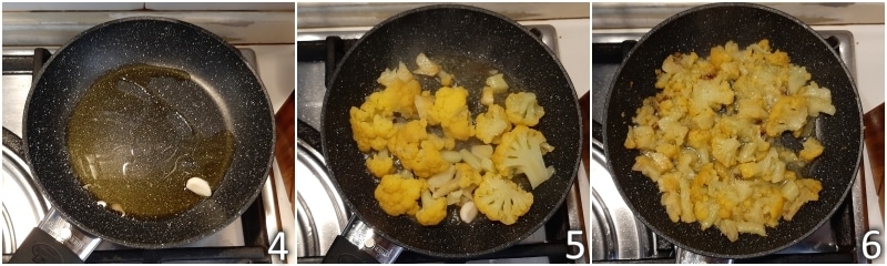 b. bloemkool sauteren met knoflook