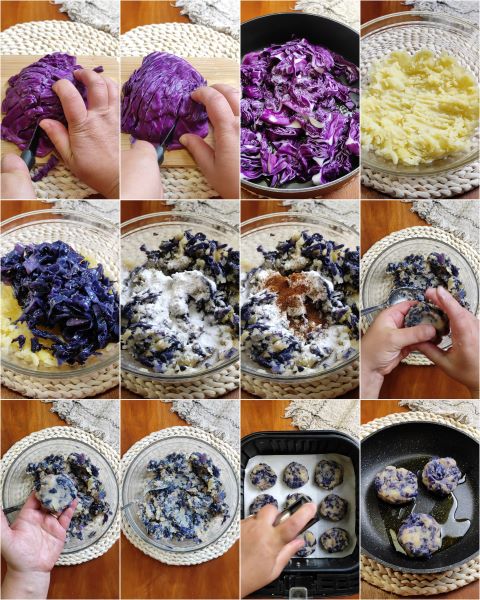 bereiding van aardappel- en rodekoolballetjes