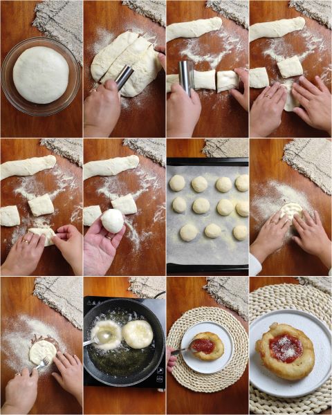 bereiding van de gefrituurde pizzetta's