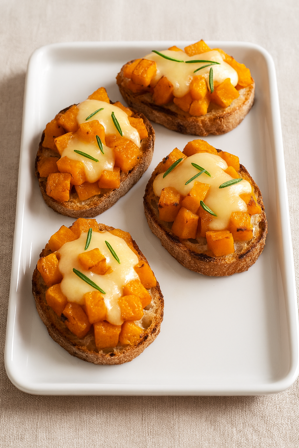 Bruschetta met pompoen en caciocavallo