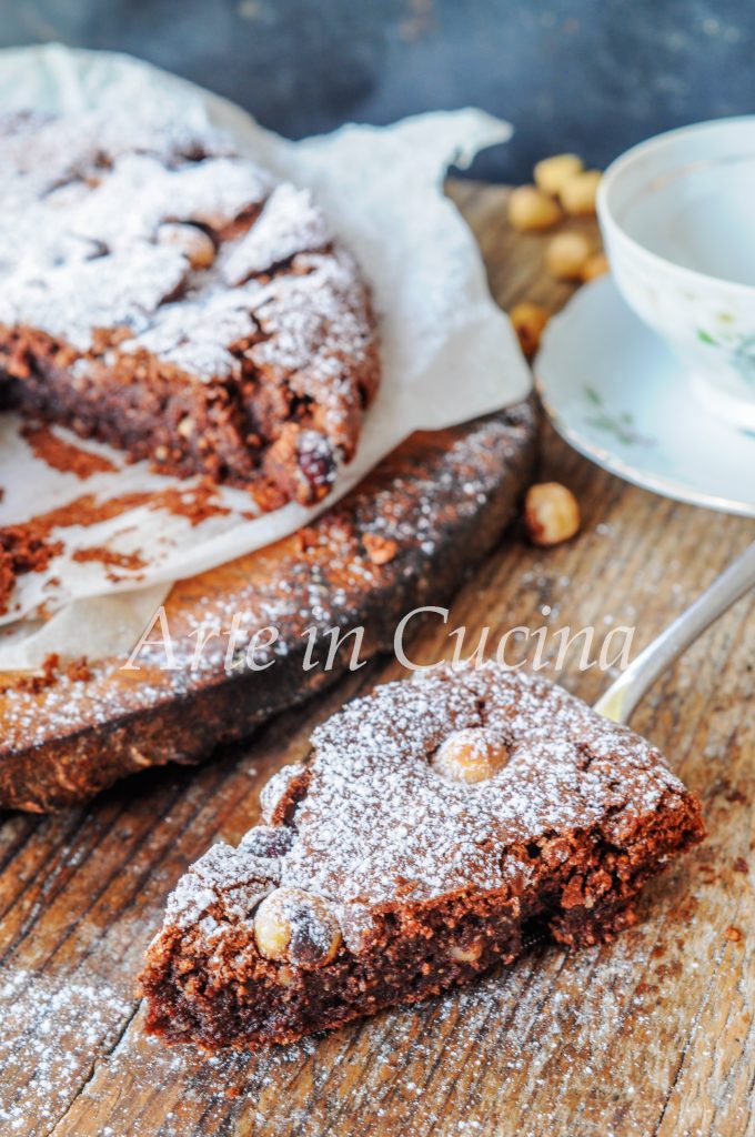 Caprese taart met hazelnoten en chocolade Napolitaans dessert vickyart arte in cucina