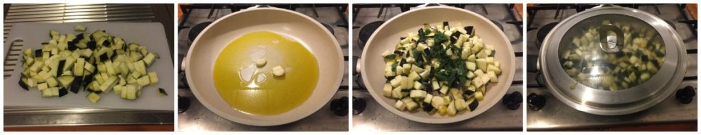 crumbel taart met worst, aubergines en kerstomaatjes