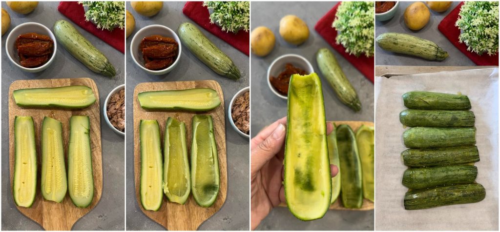 gevulde en gegratineerde courgettes in de oven