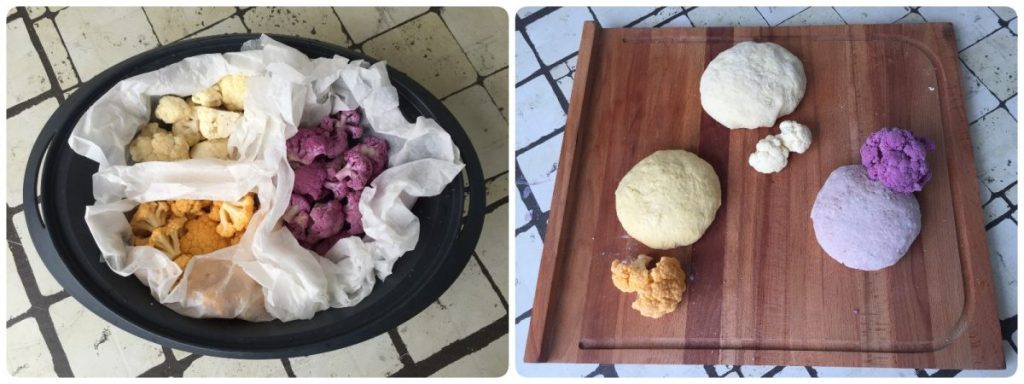 gekleurde bloemkool gnocchi