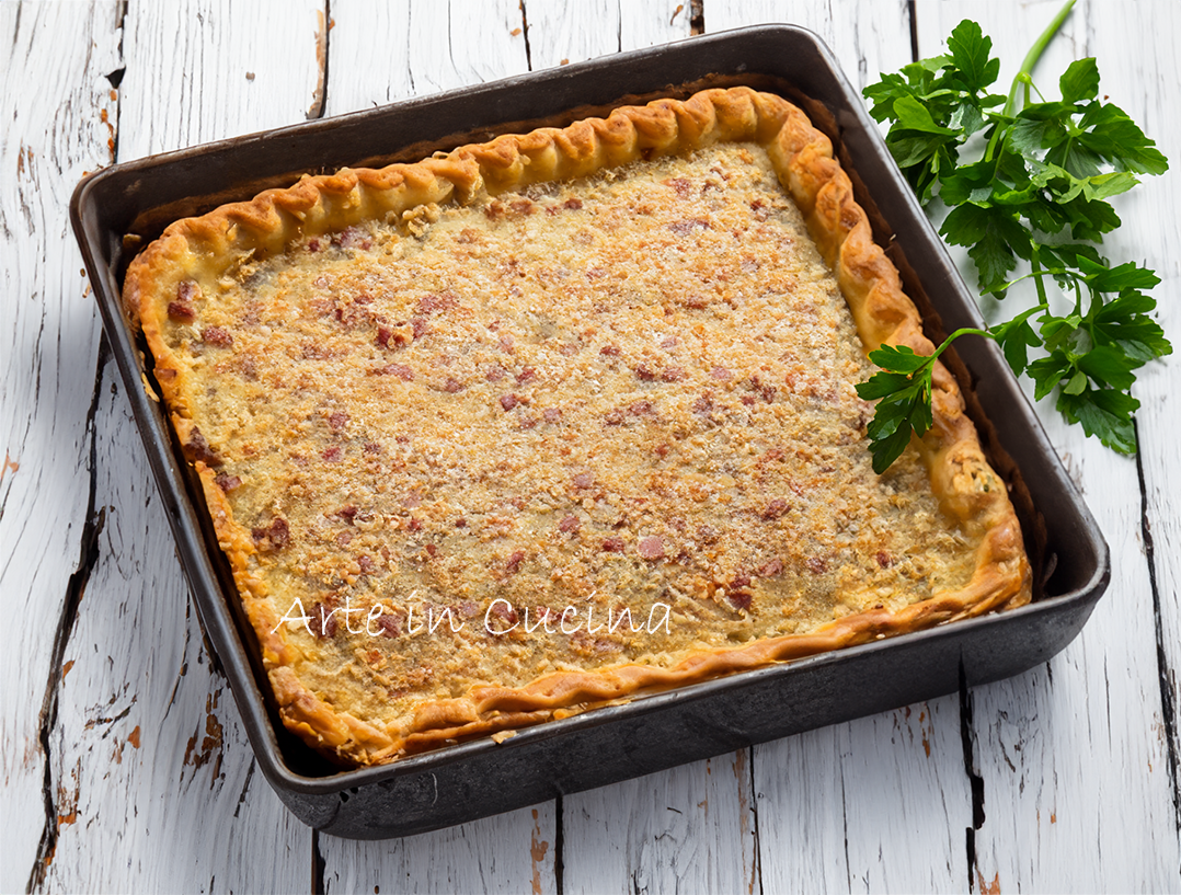 Hartige taart met ricotta en speck