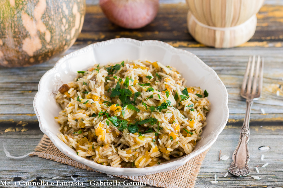 Pompoen en eekhoorntjesbrood risotto licht recept voor dieet