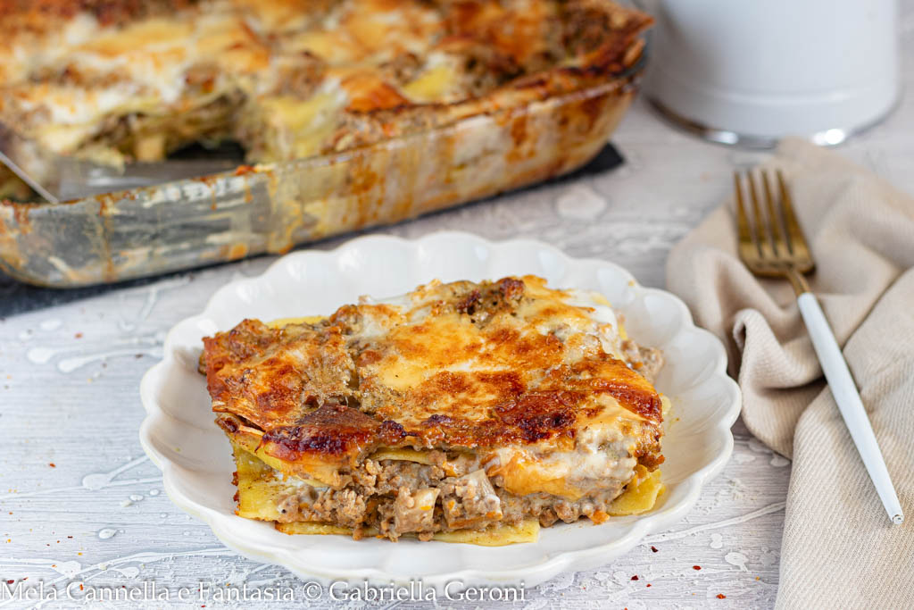 Lasagne met porcini en gerookte provola