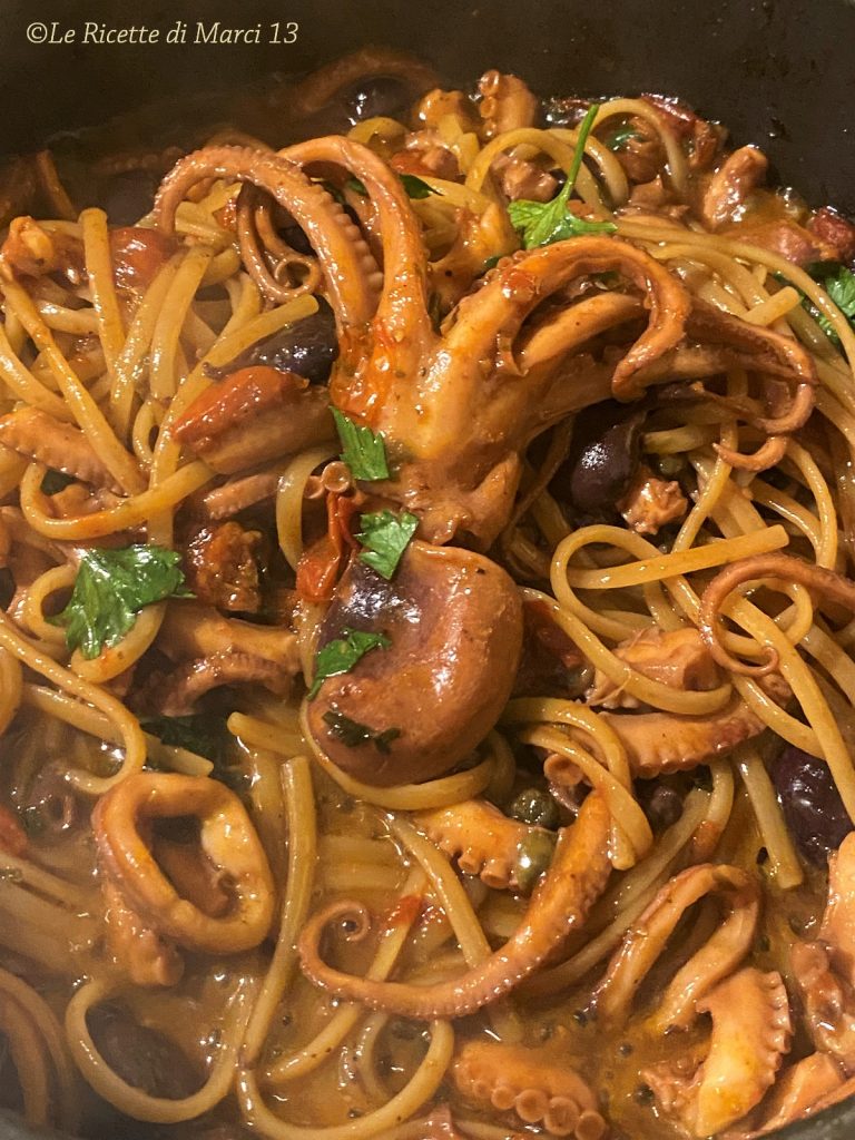 Linguine met kleine octopus alla luciana