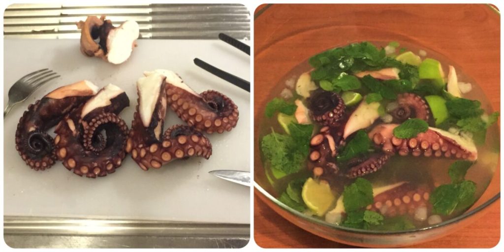 gemarineerde octopus mojito pesto