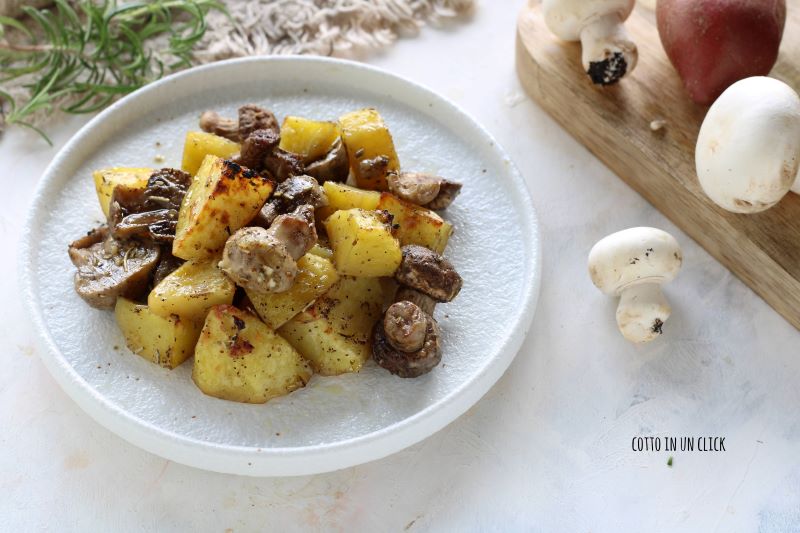 gebakken champignons en aardappelen