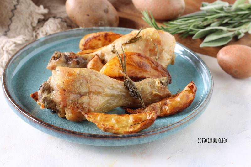 geroosterde kip met aardappelen in de airfryer