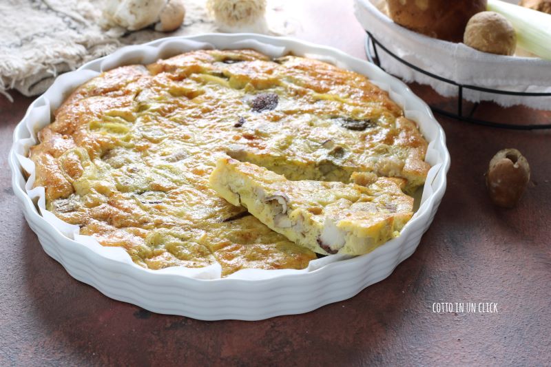 omelet met champignons en prei uit de oven