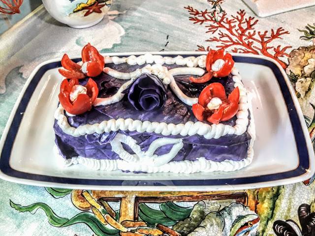 Hartige cheesecake met rode kool