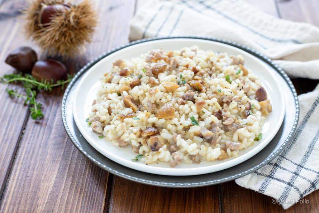 risotto met kastanjes en worst