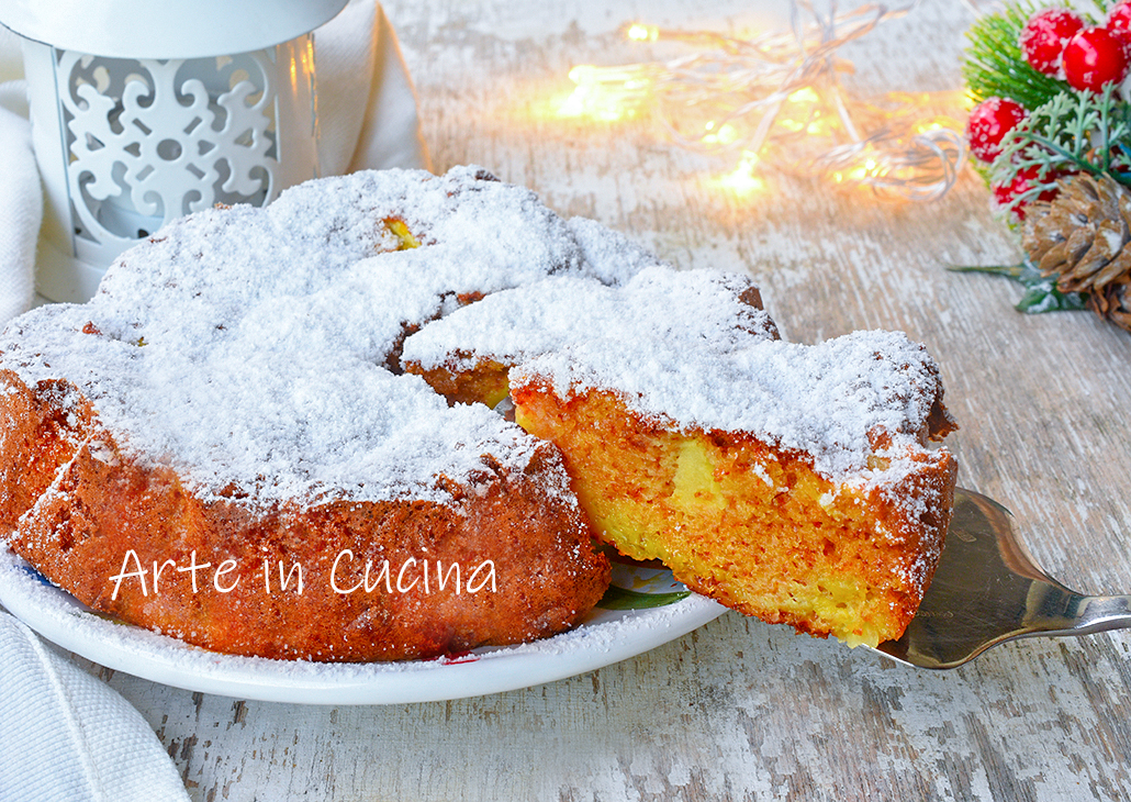 Snelle pandoro- en appeltaart